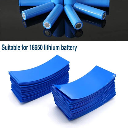 100 Stück flache PVC-Schrumpfschläuche, Batteriefolie für 18650 Lithium-Batterie, Schrumpfschlauch, sortiertes Kit, selbstklebender Isolator