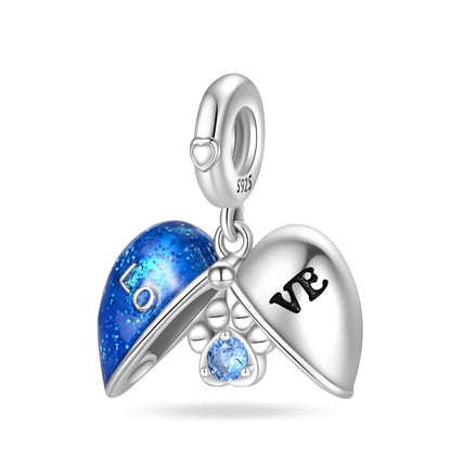 Blue Series Charm-Anhänger aus 925er-Sterlingsilber, Dackel-Feder, Meer, Kokosnussbaum, Stern, Hexe, passend für DIY-Armbänder, Halsketten, Partygeschenke