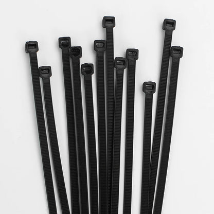 Kunststoff-Nylon-Kabelbinder, 100 Stück, schwarz, 5 x 300 Kabelbinder-Befestigungsring, 3 x 200 Kabelbinder-Reißverschluss mit 5 x 200 selbstsicherndem Nylon-Kabelbinder