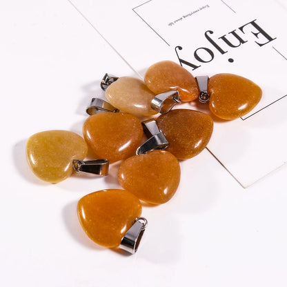 12 Stück Naturstein Quarz Rosenkristall Türkis Opal Herz Anhänger 16mm DIY Schmuckherstellung Halskette Zubehör Charms Handwerk