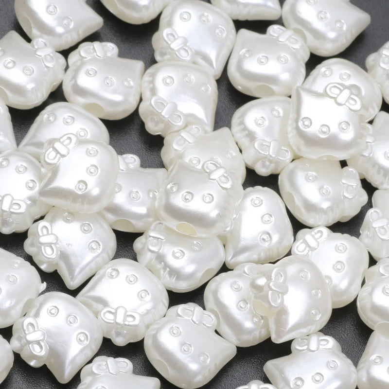 50 stücke 11mm Acryl Imitation Perle Perlen Cartoon Katze Perlen Für Schmuck Machen Armband Halskette Hand Diy Zubehör