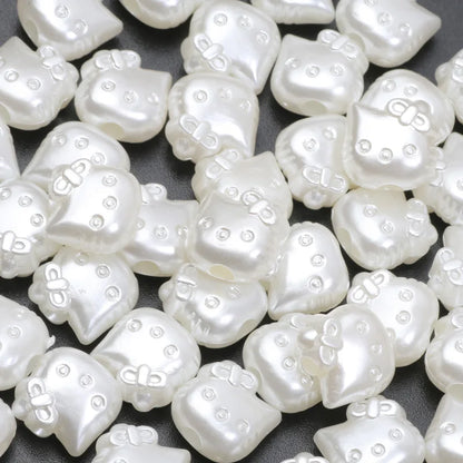 50 stücke 11mm Acryl Imitation Perle Perlen Cartoon Katze Perlen Für Schmuck Machen Armband Halskette Hand Diy Zubehör