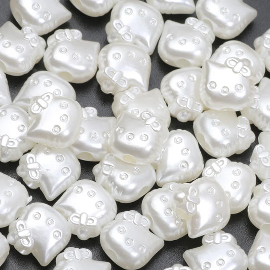 50 stücke 11mm Acryl Imitation Perle Perlen Cartoon Katze Perlen Für Schmuck Machen Armband Halskette Hand Diy Zubehör