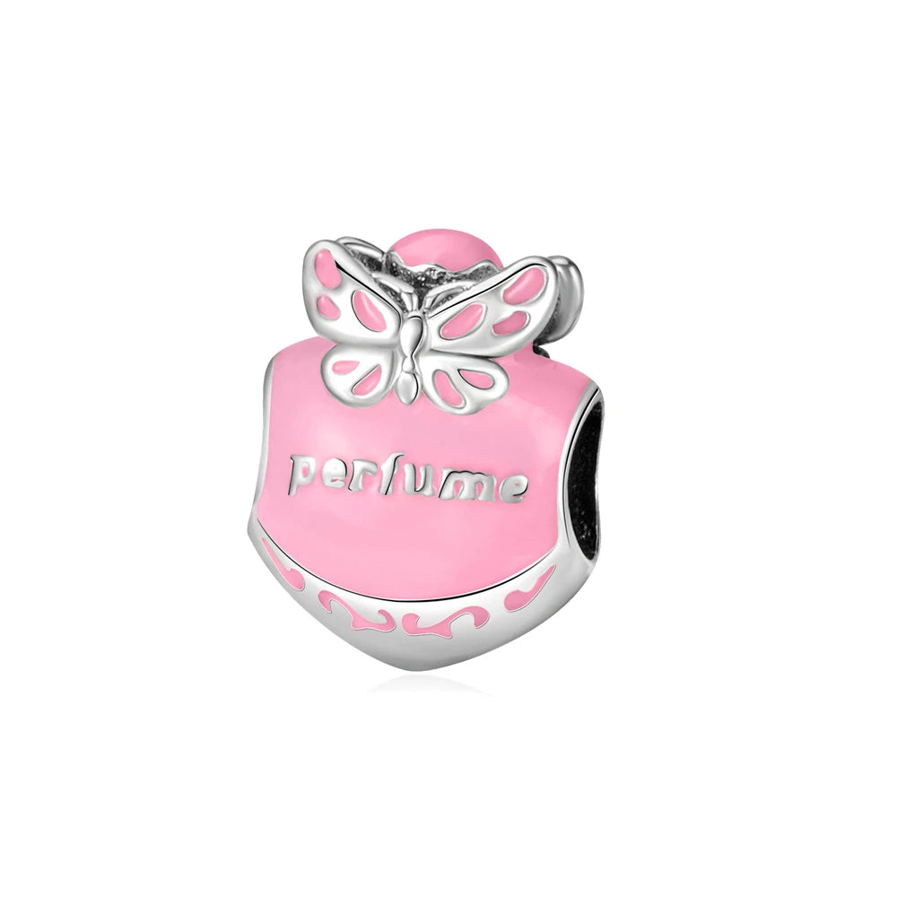 Charm-Anhänger aus 925er-Sterlingsilber mit Oktopusperlen und Stammbaum und Herz, passend für Schlangenarmband, Boutique-Halskette, rosa Anhänger, Geschenk
