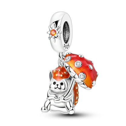 Niedlicher Raupenperlen aus 925er-Sterlingsilber, Schnecke und Bienen, vierblättriges Kleeblatt, baumelnder Charm, passend für Armbänder, bunte Anhänger-Geschenke