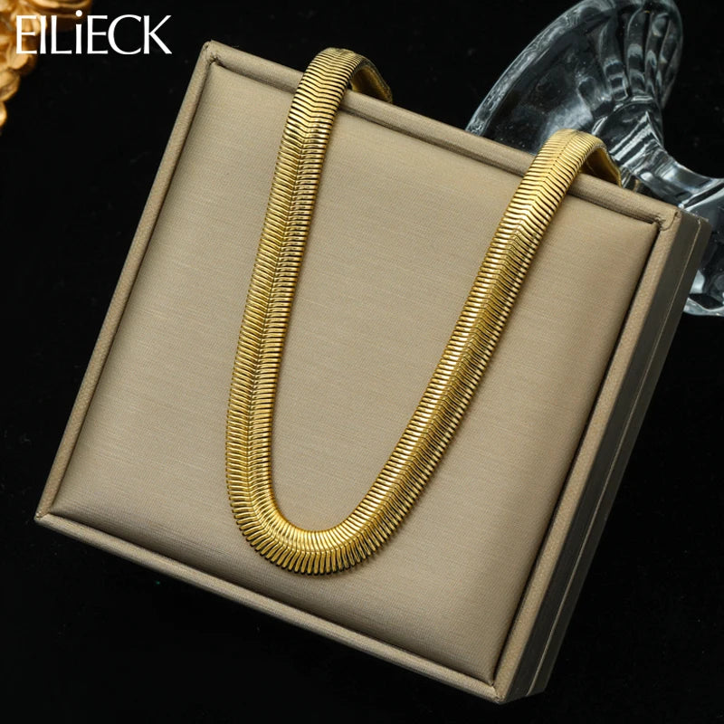 EILIECK 316L Edelstahl Gold Farbe Dicke Schlange Kette Halskette Für Frauen Mädchen Trendy Wasserdicht Schmuck Dame Geschenk Party