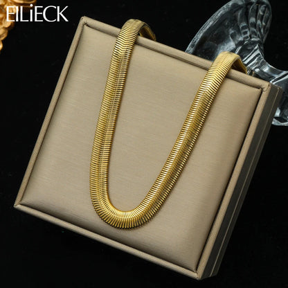 EILIECK 316L Edelstahl Gold Farbe Dicke Schlange Kette Halskette Für Frauen Mädchen Trendy Wasserdicht Schmuck Dame Geschenk Party