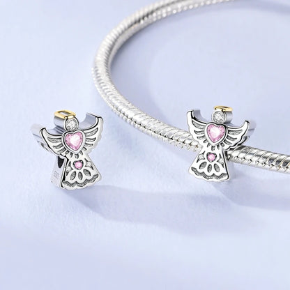 Rosa Charms aus 925er-Sterlingsilber, Perlen, Schmetterling, Parfümflasche, Krone, herzförmiger Zirkon, Charms für Frauen, feiner DIY-Schmuck, Geschenke