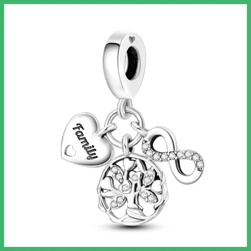Charms-Anhänger aus 925er-Sterlingsilber mit Baum des Lebens und Zirkonia, passend für DIY-Armband-Halskette, Geschenk für Sie, Colgante Plata