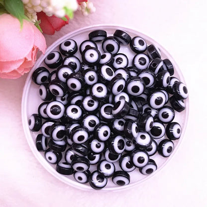 50 Stück 6/8/10 mm ovale Perlen Evil Eye Harz Spacer Perlen für Schmuckherstellung DIY Armband Perlen # 01