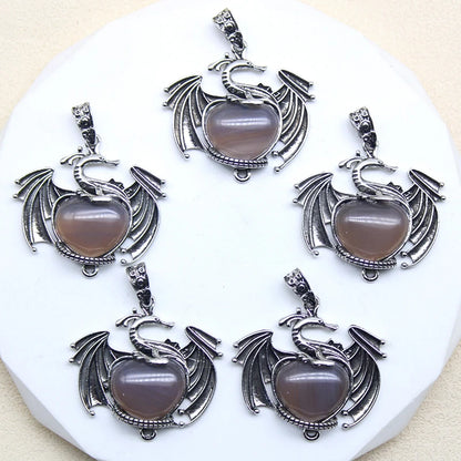 10 Stück bunte Drachen Naturstein Amethyst Quarz Kristall Herz Perle Anhänger für DIY Schmuck Halskette Anhänger Frauen Geschenke