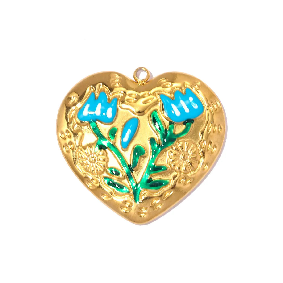 3 Stück/Set Modische Edelstahl Rosen-Blumen DIY Ohrring-Anhänger Herzförmige Halsketten-Anhänger Damen Böser-Blick-Schmuck Großhandel