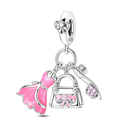 Klassische rote High Heels und goldene Turnschuhe aus 925er-Sterlingsilber, Fußball-Trophäe, baumelnder Charm, passend für Armbänder, Boutique-Schuhserie, Geschenke