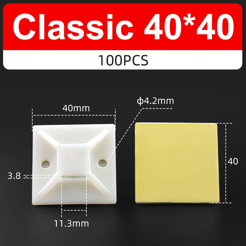 100PCS Selbstklebende Positionierung Upgrade Starker Kleber Sucker Kabelbinder Basen Montieren Draht Befestigung Sitz Linie Organizer Abnehmbare Wand