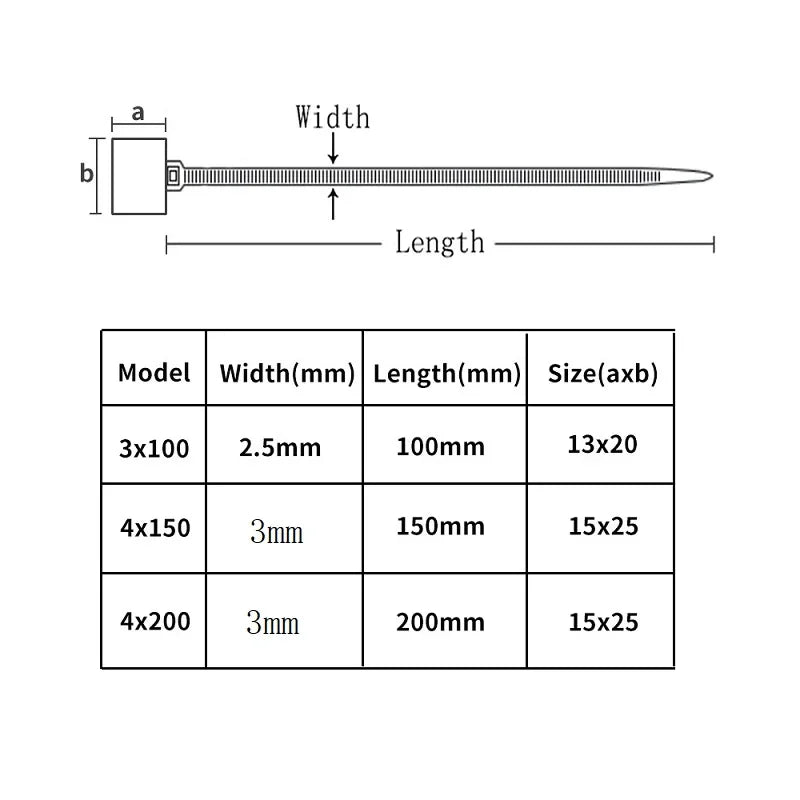 3 x 100/4 x 150/4 x 200 mm, einfach zu markierende Nylon-Kabelbinder, Etiketten, Kunststoff-Schlaufenbinder, Markierungen, Kabeletiketten, selbstsichernde Kabelbinder