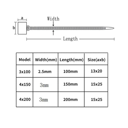 3 x 100/4 x 150/4 x 200 mm, einfach zu markierende Nylon-Kabelbinder, Etiketten, Kunststoff-Schlaufenbinder, Markierungen, Kabeletiketten, selbstsichernde Kabelbinder