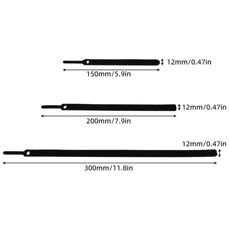 50/100 Stück wiederverwendbare Klett-Kabelbinder 150 200 300 mm selbstklebende Nylonbänder Bündelwickel Reißverschlussband Kabelorganisator