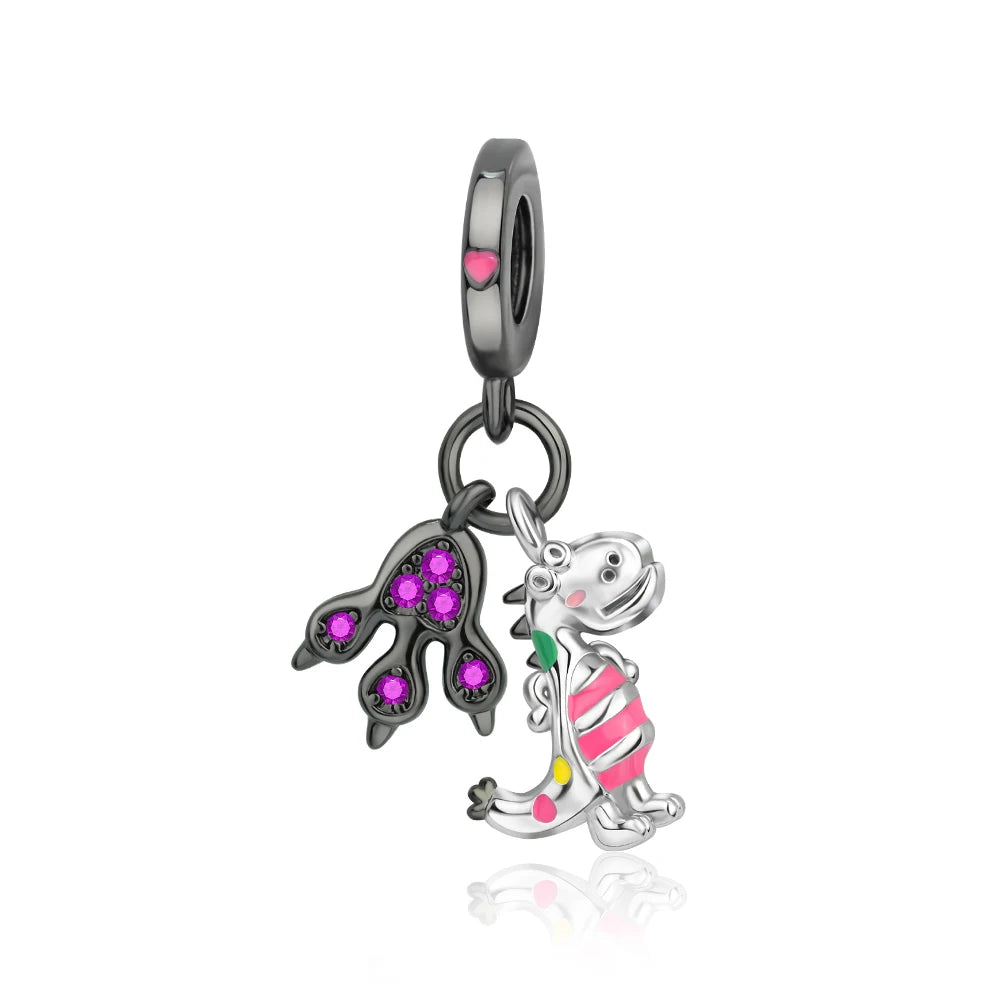 Animal Series Charms aus 925er-Sterlingsilber, Kaninchen, Katze, Pfau, Elefant, Türkei, Hund, passend für DIY-Armbänder, Halsketten, niedliche dekorative Geschenke