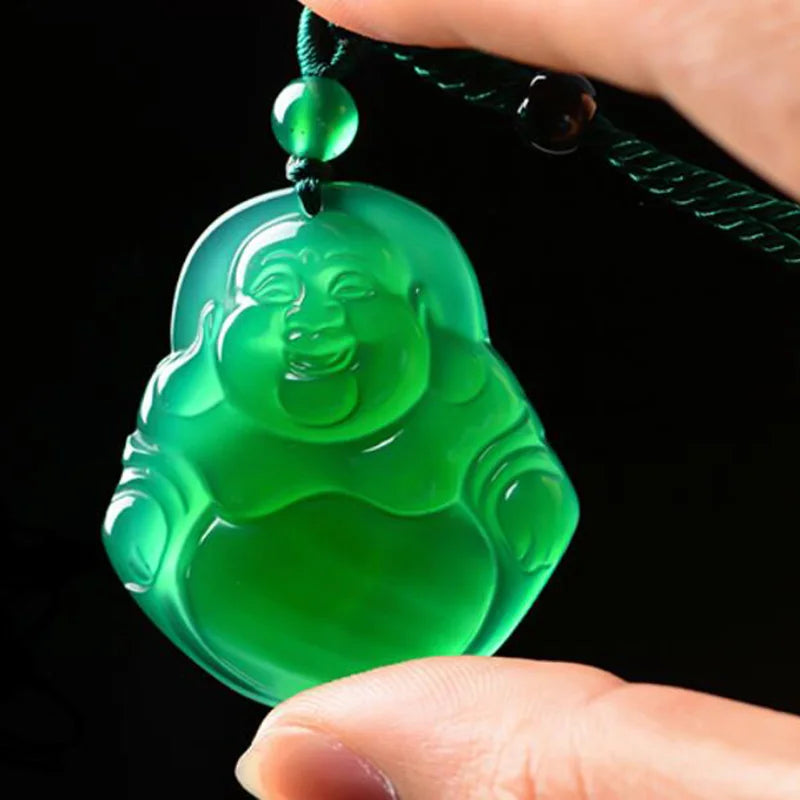 Natürliche grüne Jade Buddha Guanyin Anhänger Halskette Männer Frauen echte Myanmar Jadeit Schmuck Heilung Edelstein Glücksbringer Amulett
