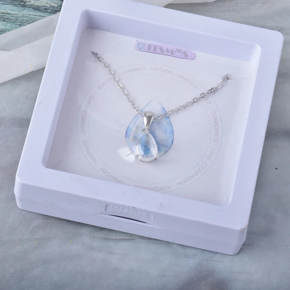 Itsmos Mondstein s925 Sterling Silber Anhänger Halskette Heil geschenke Wasser tropfen Mondstein Schmuck Mutter Geschenke für Frauen