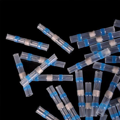 10 Stück, 100 % nagelneu und hochwertig, 16–14 AWG, wasserdichte Löthülse, Schrumpf-Stoßdraht-Spleißverbinder, blau