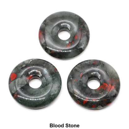 30 mm Donut-Naturstein, Heilkristall, Amethyst, Amazonit, Achat, Quarz, Edelstein für Kunsthandwerk, Zubehör, Glücksgeschenke