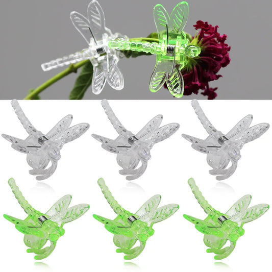 100–10 Stück Garten, transparent/grün, 36 x 36 mm, 4 Klauen, Libellenpflanze, festes Wachstum, Kletterrebe, Blumenstiele, dekorative Dekoration