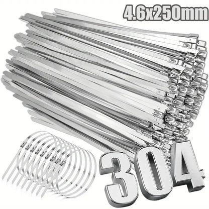 Metall-Kabelbinder, selbstsichernde Befestigungsringe aus Edelstahl, robuste Kabelbinder, Auspufffolie, Organizer für das Heimbüro