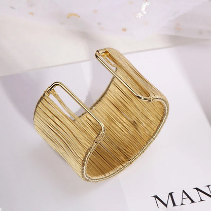 Mode offene Manschette Frauen Armband Armreif Punk Metalldraht Schnur verstellbare Vintage übertrieben Gold Silber Farbe Schmuck Armreifen