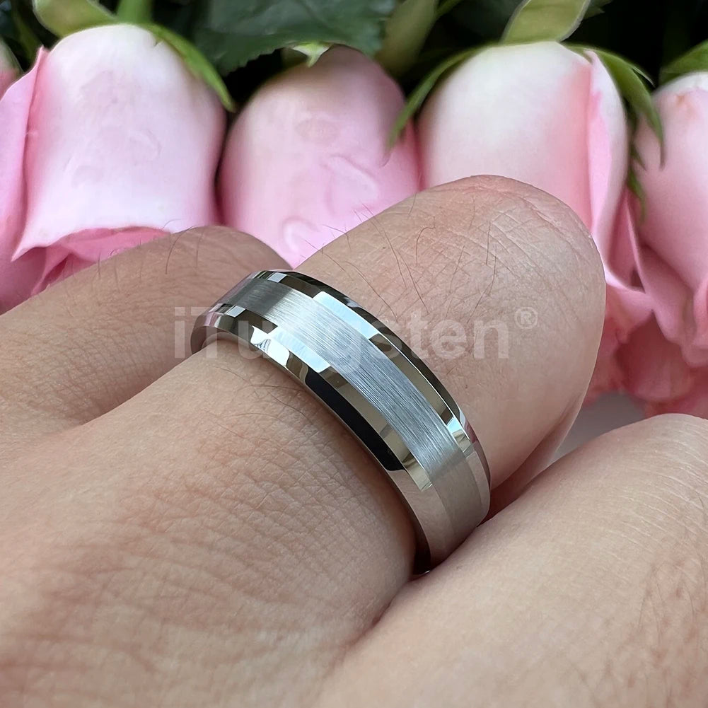 iTungsten 6mm 8mm Wolframkarbid-Fingerring für Herren und Damen, Verlobung, Ehering, Modeschmuck, I Love You, graviert, bequeme Passform