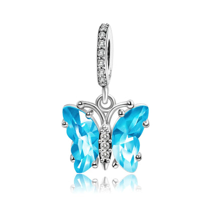 Blaue Serie 925 Sterling Silber Globus Schneeflocke Tanzschuhe Krone Charm Passend für DIY Armband Halskette Elegante Partygeschenke