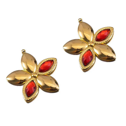 2/5/10 stücke Edelstahl Zirkon Anhänger Herz Blume Charms Für DIY Schmuck Machen Armband Handgemachte Accessoires Großhandel