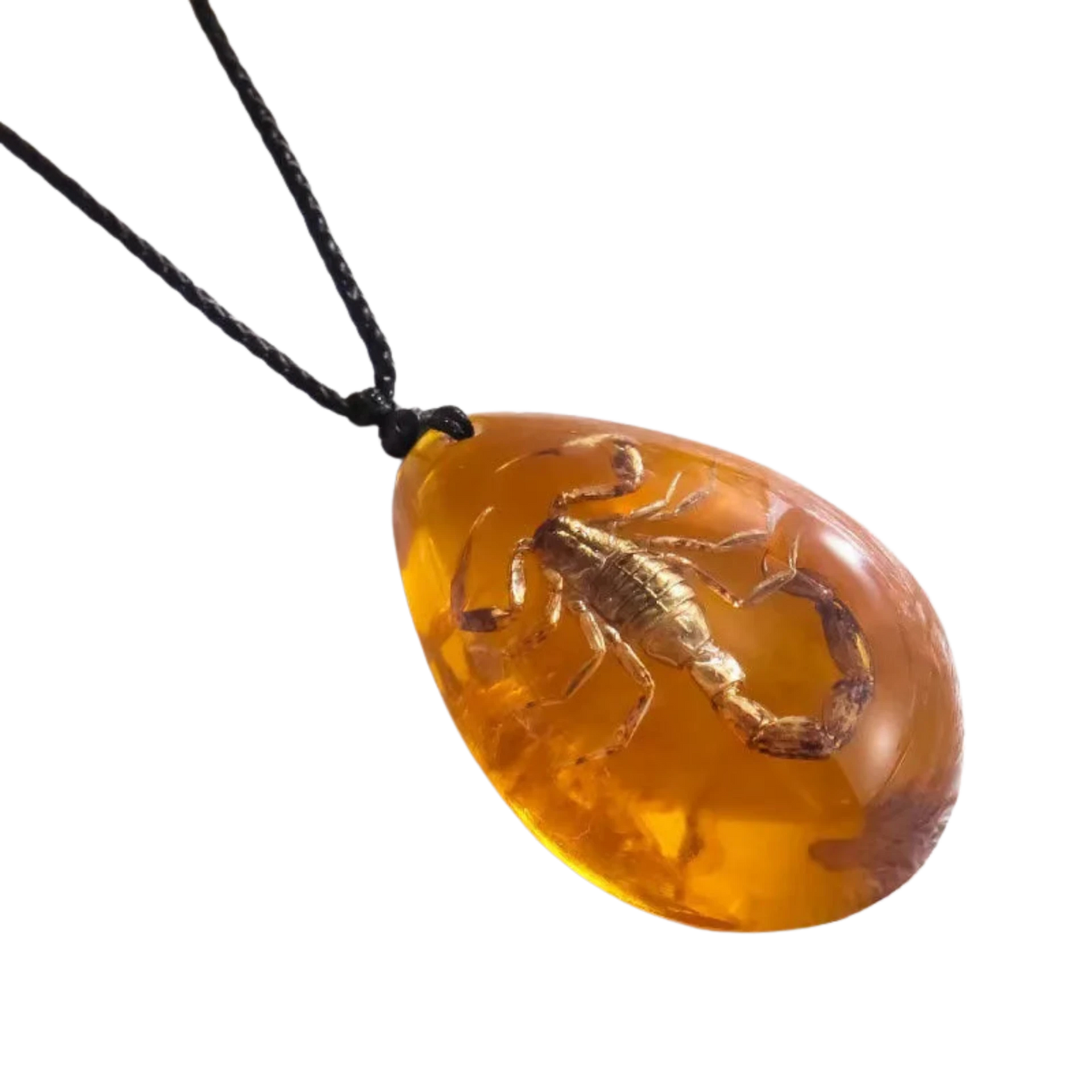 Retro Bernstein-Anhänger-Halskette, Modischer Insekten-Goldener-Skorpion-Bernstein-Tropfen-Anhänger, Halskette für Männer und Frauen, Accessoires