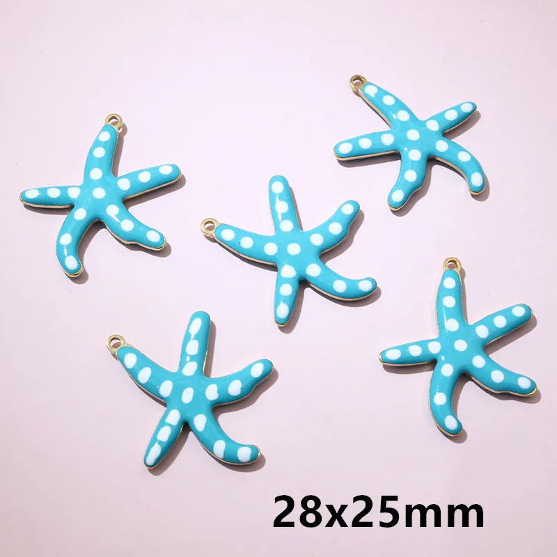 10 Stück 2 Größen Edelstahl Seestern Charms Anhänger Emaille DIY Schmuck Herstellung Zubehör Zubehör Zubehör Armband Halskette Ohrringe