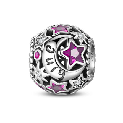 Heißer Verkauf 925er Sterlingsilber, Geburtsstein Juni, Herzperlen und Sonne und Mond, Medaillenanhänger, passend für Armband-Halskette, exquisite Geschenke