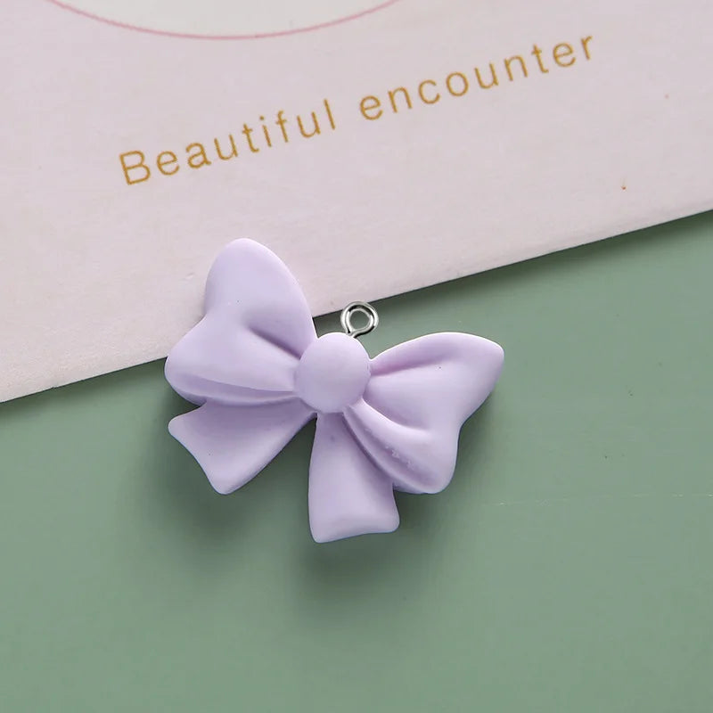 10 Stück süße Schleife Harz Anhänger Macaron Schmetterling Knoten Charms für Schmuckherstellung Zubehör DIY Ohrringe Halskette Schlüsselanhänger