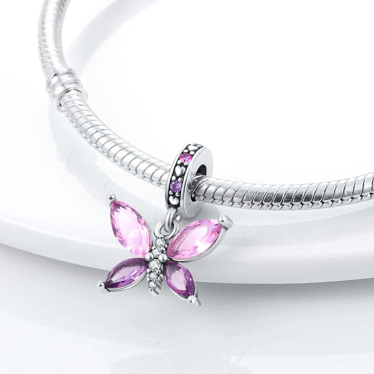 Original 925er Silber-Charm-Perlen, leuchtender, leuchtender Glühwürmchen-Schmetterlings-Anhänger, passend für Armbänder, Charm-Herstellung von Schmuck