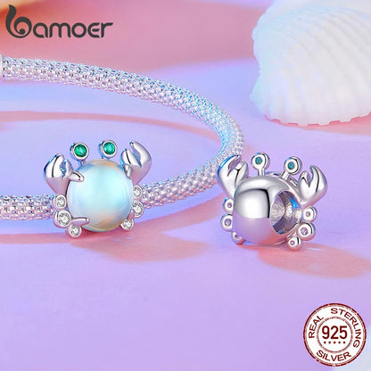 BAMOER Anhänger aus 925er-Sterlingsilber, verträumte Oecan-Serie, schillernde Krabbenperlen, Seepferdchen-Anhänger für Damen, Armband und Halskette zum Selbermachen