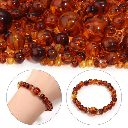 10-200 teile/los 6/8/10/12/14/20mm Acryl Bernstein Perlen Runde Lose Spacer Perlen für Schmuck Machen DIY Armband Halskette Zubehör