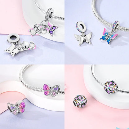 Neue Silber 925 Blaue Libelle Schmetterling Charms Perlen Fit Original Armband für Frauen DIY Edlen Schmuck Zubehör Perlen Geschenke
