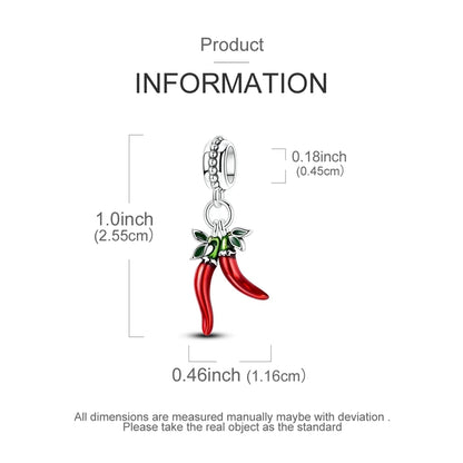 Mula 1 Stück 925 Silber Roter Chili Anhänger Fit Original Perlen Armband Herstellung für Frau Schmuck Baumeln Charm Diy