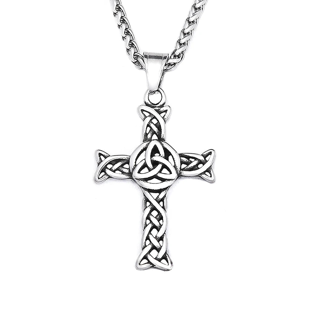 Vintage-Mode Kreuz Anhänger Halsketten Für Männer Frauen 316L Edelstahl Nordic Viking Keltische Knoten Halskette Amulett Schmuck