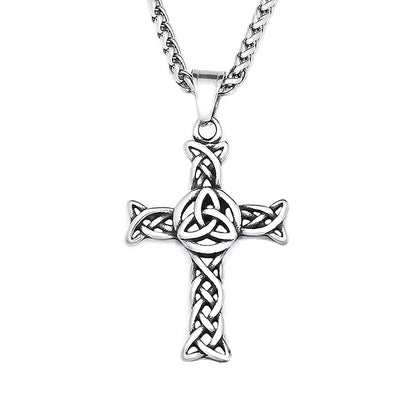 Vintage-Mode Kreuz Anhänger Halsketten Für Männer Frauen 316L Edelstahl Nordic Viking Keltische Knoten Halskette Amulett Schmuck