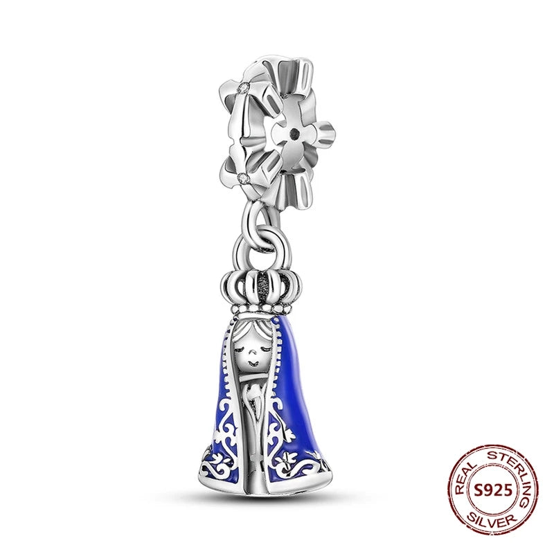 Teufelsaugen-Charm aus 925er Silber, Original-Hand der Fatima, blauer Zirkon, Kreuz, blaue Augen, passend für Armbänder, DIY-Herstellung von Schmuck, Geschenk