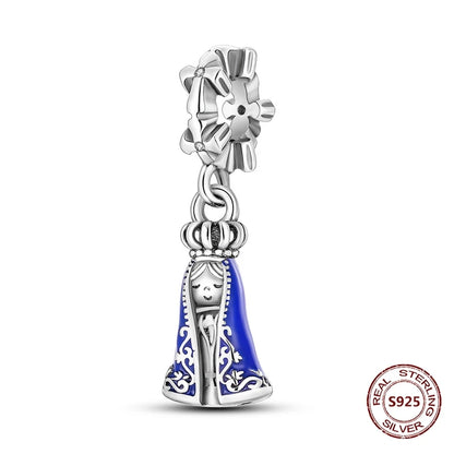 Teufelsaugen-Charm aus 925er Silber, Original-Hand der Fatima, blauer Zirkon, Kreuz, blaue Augen, passend für Armbänder, DIY-Herstellung von Schmuck, Geschenk