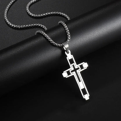 Vintage Gothic Totenkopf Jesus Kreuz Anhänger Halskette Katholischer Schmuck für Männer Punk Religiöse Amulett Halskette