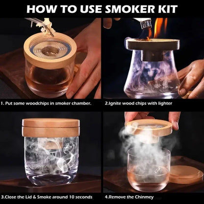 Holz Cocktail Smoker Kit Smoke Cover Filter Bar Wein Mischdeckel Werkzeug für Getränke Küche Bar Zubehör Werkzeuge Bar Cocktail