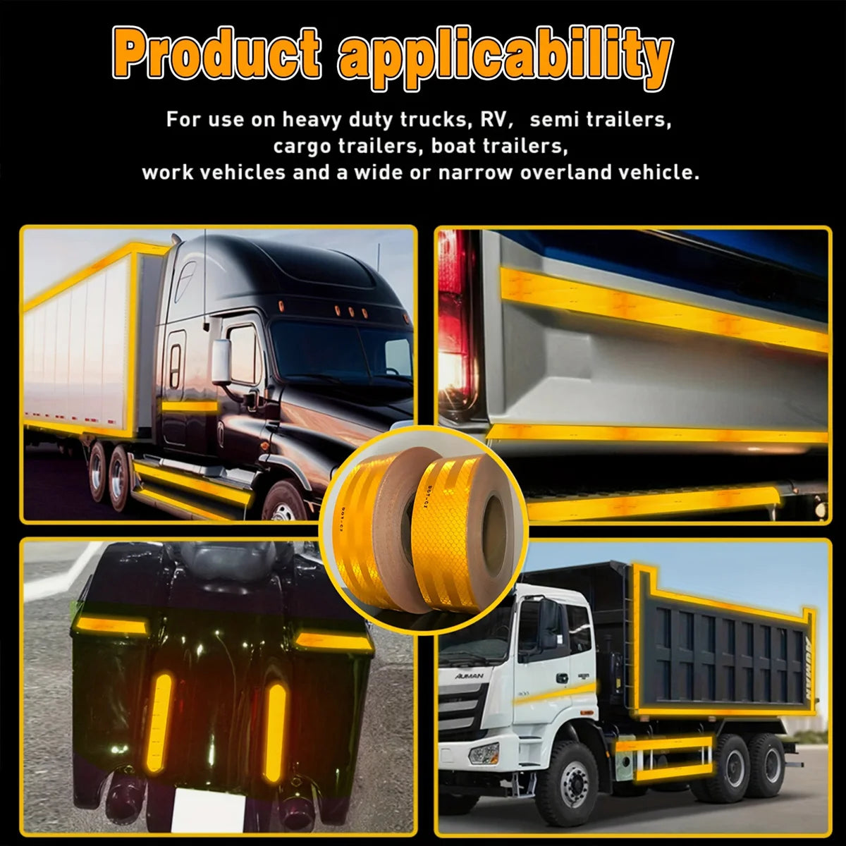 Gelbes reflektierendes Auto-Klebeband DOT-C2, auffälliger Sicherheitsaufkleber für Sicherheits-LKW, Motorrad, Fahrradanhänger