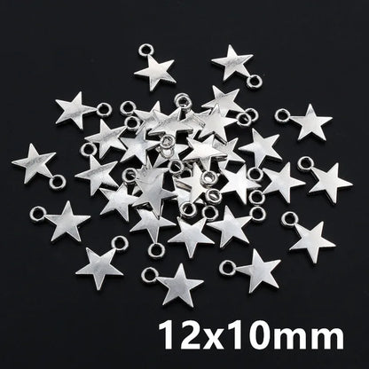 100 Stück kleine Stern-Charms-Anhänger, Antik-Silber, Legierung, Metall, DIY-Schmuckherstellung, Zubehör für Ohrringe, Armbänder, Halsketten