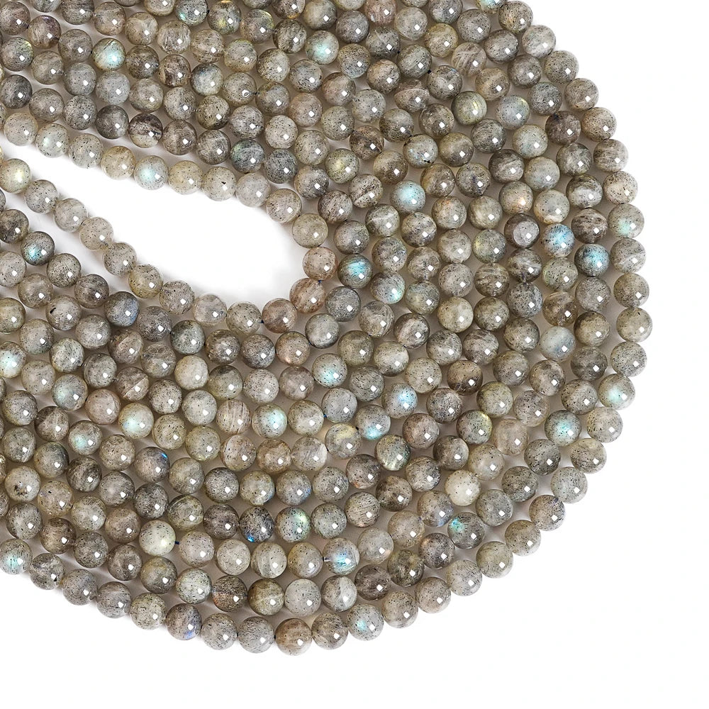 Natürliche graue Labradorit-Perlen, 6 mm, rund, glatt, lose Perlen für DIY-Schmuck, Heilsteine, handgefertigtes Armbandherstellungsmaterial